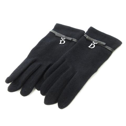 未使用品 クリスチャンディオール Christian Dior 手袋 カシミヤ レザーリボン チャー...