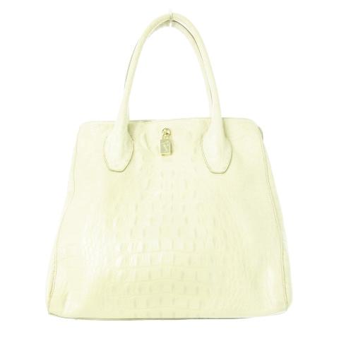 フルラ FURLA トートバッグ ハンドバッグ レザー クロコ型押し ロゴ 南京錠 ベージュ /CK...