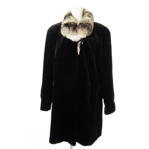 サガミンク SAGA MINK 銀サガ シェアードミンクファー コート 毛皮 チンチラ 逆毛 ミドル...