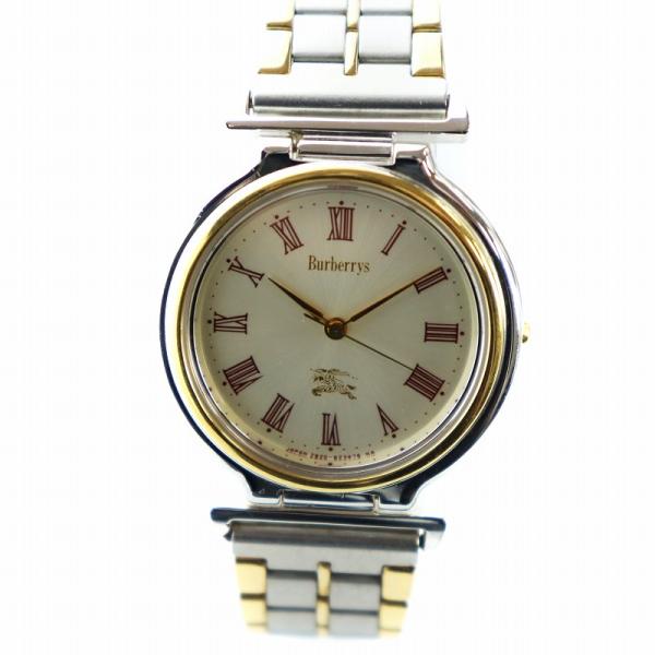 バーバリーズ Burberrys 腕時計 ウォッチ クォーツ ローマン ラウンド ロゴ シルバー色 ...