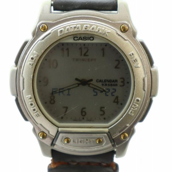 カシオ CASIO データバンク DATABANK 腕時計 ウォッチ クォーツ アナデジ ロゴ シル...