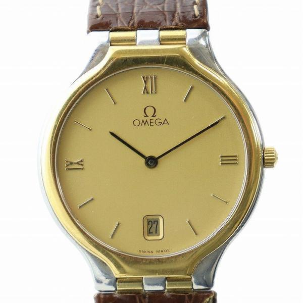 オメガ OMEGA De Ville デビル 腕時計 ウォッチ クォーツ デイト ローマン レザーベ...