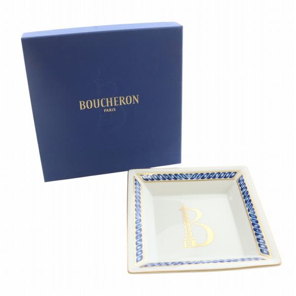 ブシュロン BOUCHERON プレート 皿 四角形 正方形 ロゴ 箱付き 白 ホワイト ■GY18...