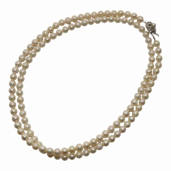 ネックレス パール 真珠 7mm珠 2連 ロング シルバー925 白 ホワイト /KW ■GY11 ...