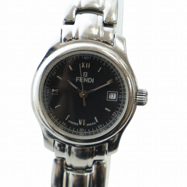 フェンディ FENDI ジャンク品 210L 腕時計 ウォッチ クォーツ ロゴ 黒文字盤 デイト ロ...