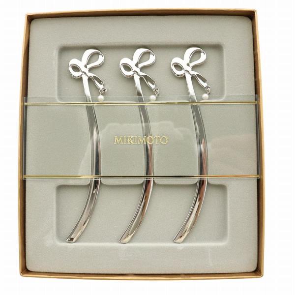 ミキモト MIKIMOTO マドラーリボン 銀色 3本セット ステンレス パール 食器 シルバーカラ...