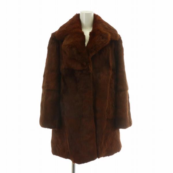 ノーブランド ファーコート アウター 毛皮 ヌートリア ミドル M 茶色 ブラウン /XZ ■GY1...