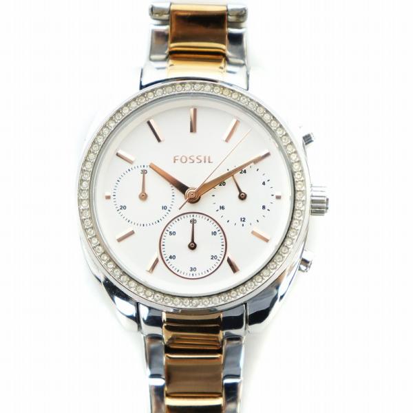 フォッシル FOSSIL 腕時計 ウォッチ クォーツ クロノグラフ 白文字盤 シルバー色 ゴールド色...