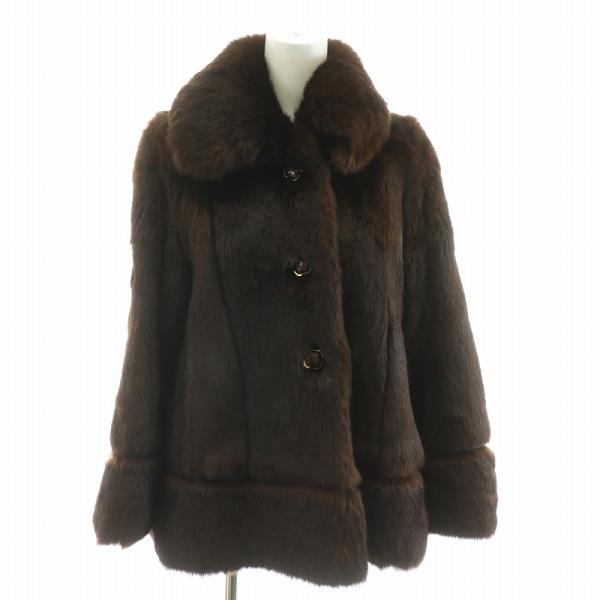 オズファー OSFUR ファーコート 毛皮コート ヌートリア ハーフ 茶 ブラウン ■GY18 /M...