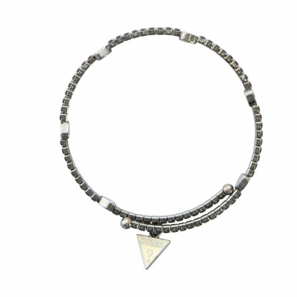 ゲス GUESS バングル ブレスレット アクセサリー ラインストーン ハート ロゴ シルバー色 ■...