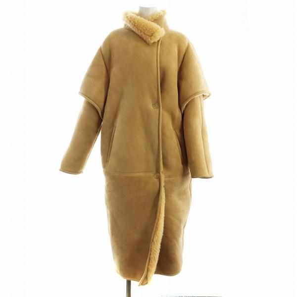 セリーヌ CELINE エディ期 ムートンコート ロング 長袖 ラムスキン スエード シングル ロゴ...