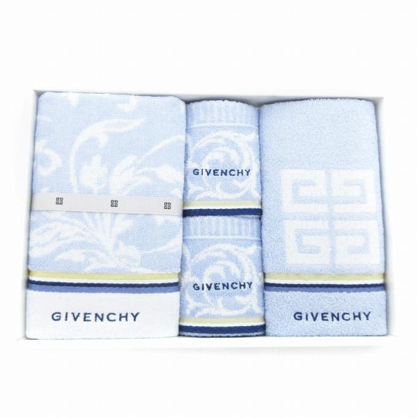 ジバンシィ GIVENCHY 美品 タオル 3枚セット ロゴ プリント 刺繍 ライトブルー /JS ...