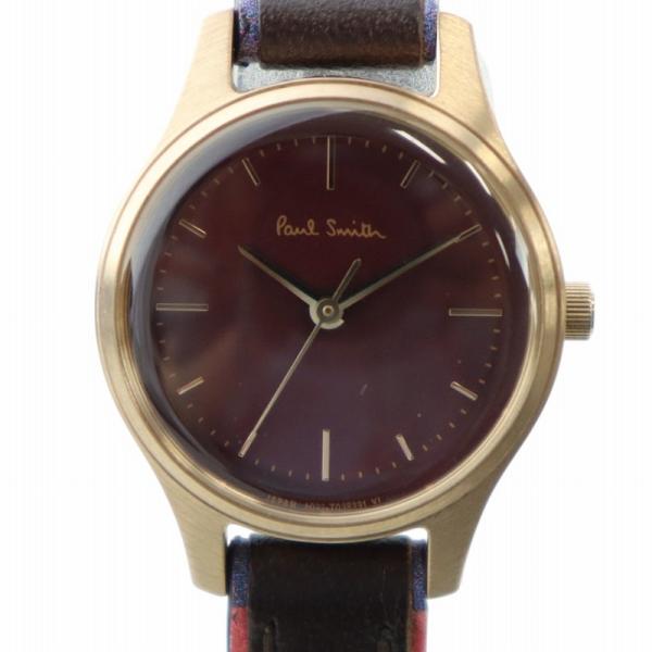 ポールスミス PAUL SMITH 腕時計 ウォッチ クォーツ 赤文字盤 ロゴ レザーベルト 箱付き...