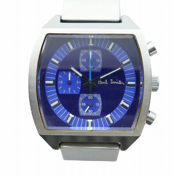 ポールスミス PAUL SMITH 腕時計 ウォッチ クォーツ クロノグラフ スクエア ロゴ 青文字...