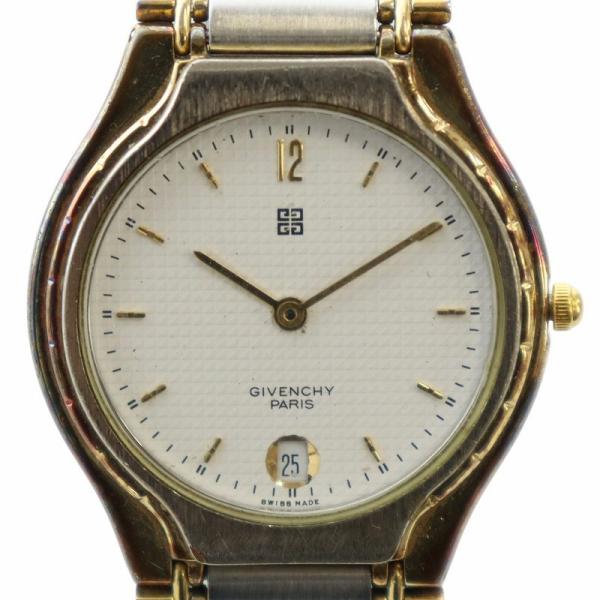 ジバンシィ GIVENCHY 腕時計 ウォッチ クォーツ 白文字盤 カレンダー付き 4Gロゴ ゴール...