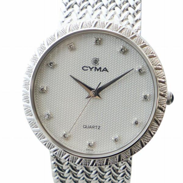 シーマ CYMA ジャンク品 腕時計 ウォッチ クォーツ ラインストーン ロゴ シルバー色 ■GY1...