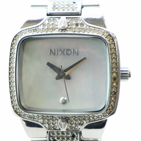 ニクソン NIXON 腕時計 ウォッチ クォーツ シェル文字盤 石付き スクエア ラインストーン シ...