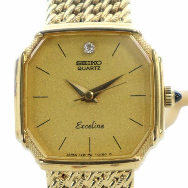 セイコー SEIKO エクセリーヌ Exceline 腕時計 ウォッチ クォーツ ロゴ スクエア ゴ...