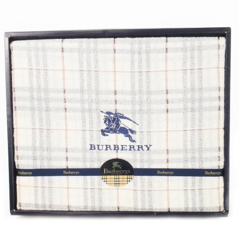 未使用品 バーバリーズ Burberrys タオルシーツ 寝具 パイル ロゴ刺繍 チェック 140c...