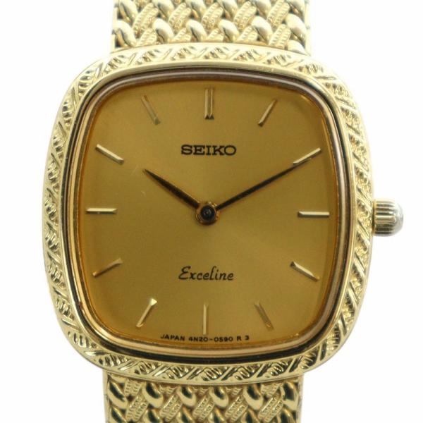 セイコー SEIKO エクセリーヌ Exceline 腕時計 ウォッチ クォーツ スクエア ロゴ ゴ...