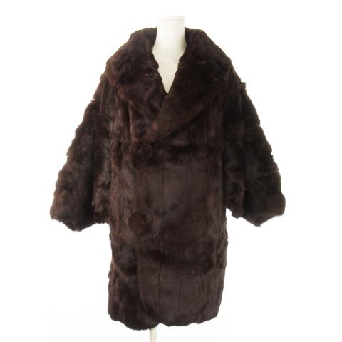 SAITO FUR ファーコート ヌートリアファー 毛皮 ショールカラー ミドル丈 ワイドスリーブ ...