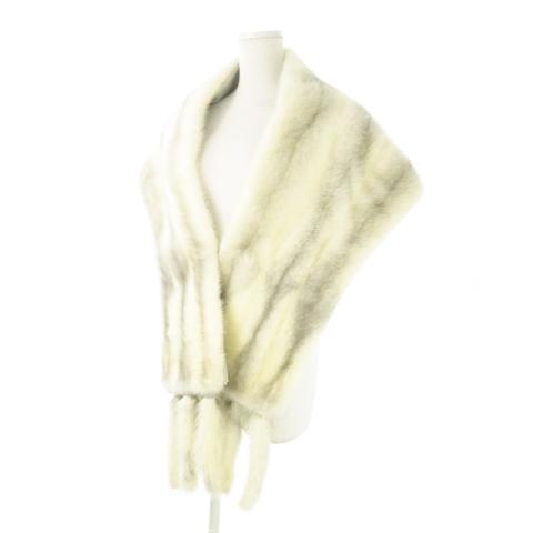 ノーブランド ファーショール ファーストール マフラー ティペット サファイアミンク 毛皮 フリンジ...