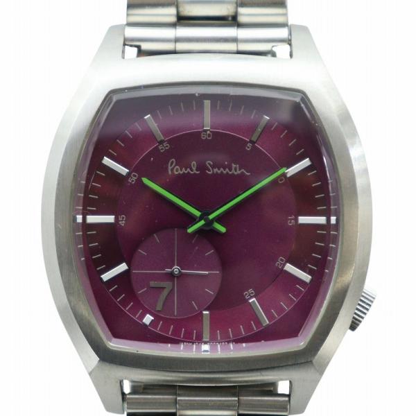 ポールスミス PAUL SMITH 腕時計 ウォッチ クォーツ スクエア スモセコ 紫文字盤 シルバ...
