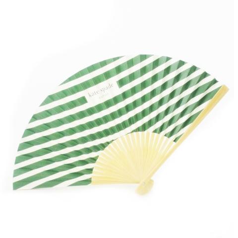 未使用品 ケイトスペード KATE SPADE OUTLET 扇子 紙 竹骨 ボーダー ロゴ 和装小...