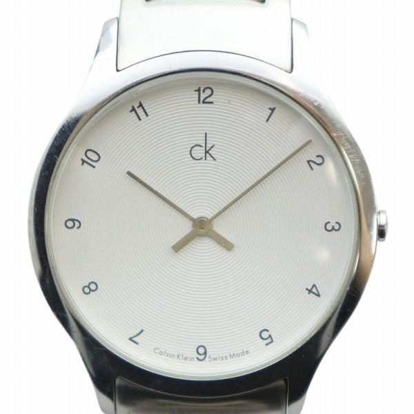カルバンクライン CALVIN KLEIN 腕時計 ウォッチ クォーツ 白文字盤 ロゴ ラウンド シ...