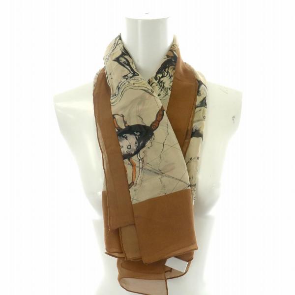 クリスチャンディオール Christian Dior 大判 ストール スカーフ シルク 絹 ロゴ 動...