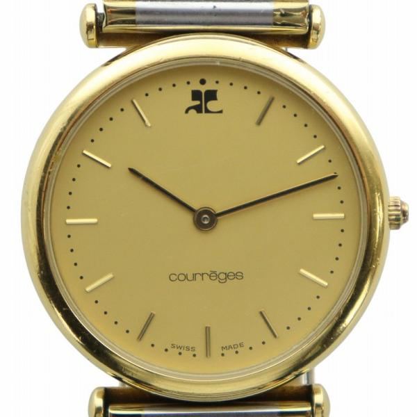 クレージュ courreges 腕時計 ウォッチ クォーツ ラウンド ロゴ ゴールド色 シルバー色 ...