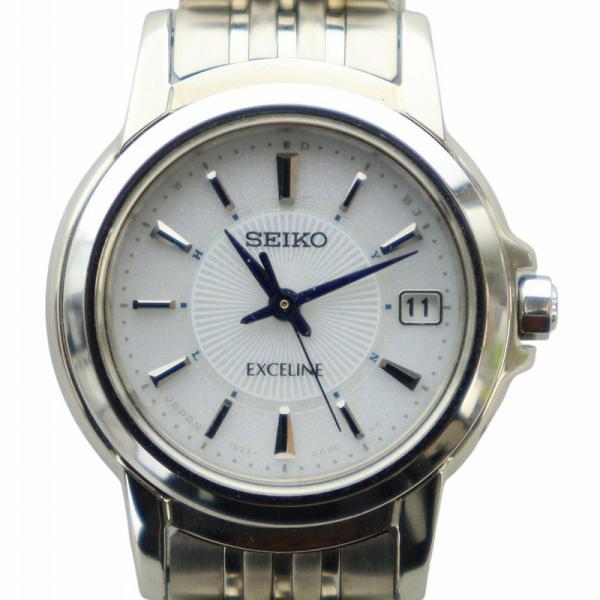 セイコー SEIKO エクセリーヌ EXCELINE 腕時計 ウォッチ ソーラー ロゴ デイト カレ...