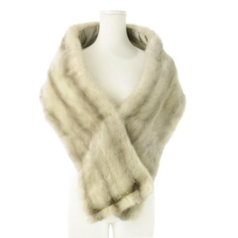 ノーブランド ファーショール ファーストール マフラー ティペット サファイアミンク 毛皮 グレージ...