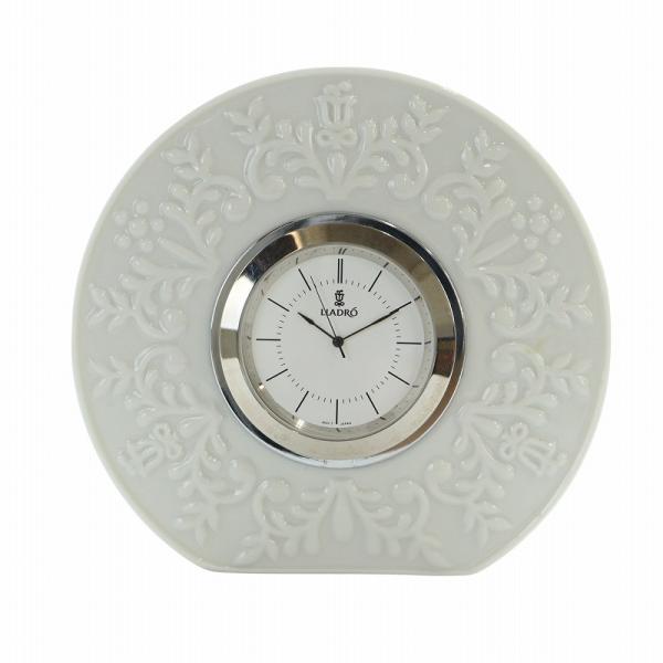 リヤドロ LLADRO 置き時計 花柄 ウォッチ クォーツ ロゴ 磁器 ツリガネソウの花モチーフ 白...