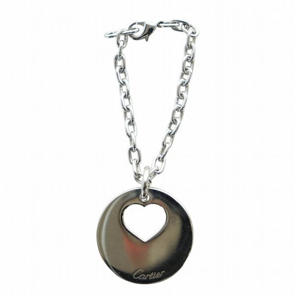 カルティエ Cartier ストラップ チャーム キーホルダー ハート ロゴ シルバー色 ■GY11...