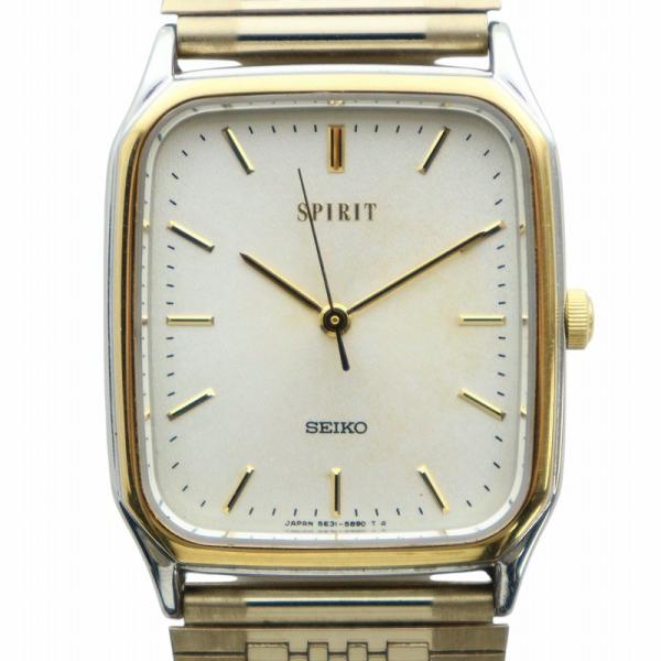セイコー SEIKO スピリット Spirit 腕時計 ウォッチ クォーツ ロゴ スクエア 白文字盤...