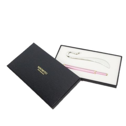 ミキモト ブックマーカー しおり ファッションボールペン 2点セット ロゴ 真珠 パール シルバーカ...