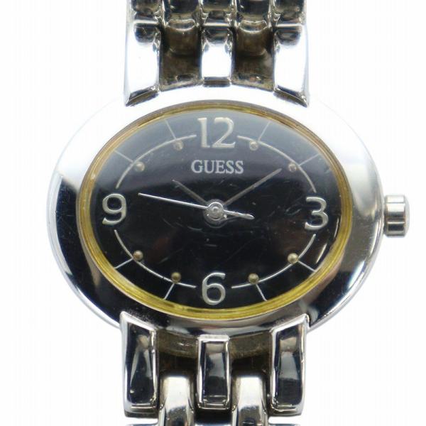 ゲス GUESS 腕時計 ウォッチ クォーツ 黒文字盤 ロゴ シルバー色 ■GY11 /MQ メンズ