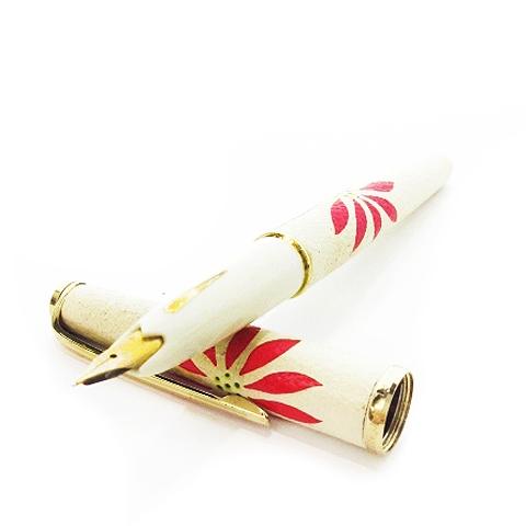 プラチナ PLATINUM 文房具 筆記用具 万年筆 細字 18K レザー ゴールド金具 花柄 和柄...