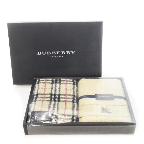 未使用品 バーバリー ロンドン BURBERRY LONDON フェイスタオル 2枚セット ロゴ刺繍...