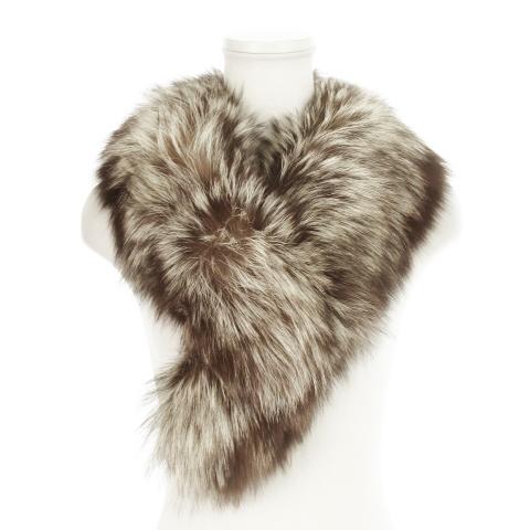 ショール ティペット マフラー フォックスファー 毛皮 クリップ 茶 ブラウン 白 ホワイト /MN...