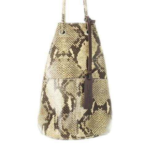 マルコマージ MARCO MASI ハンドバッグ 巾着 レザー 革 パイソン 型押し ツヤ 茶 ブラ...