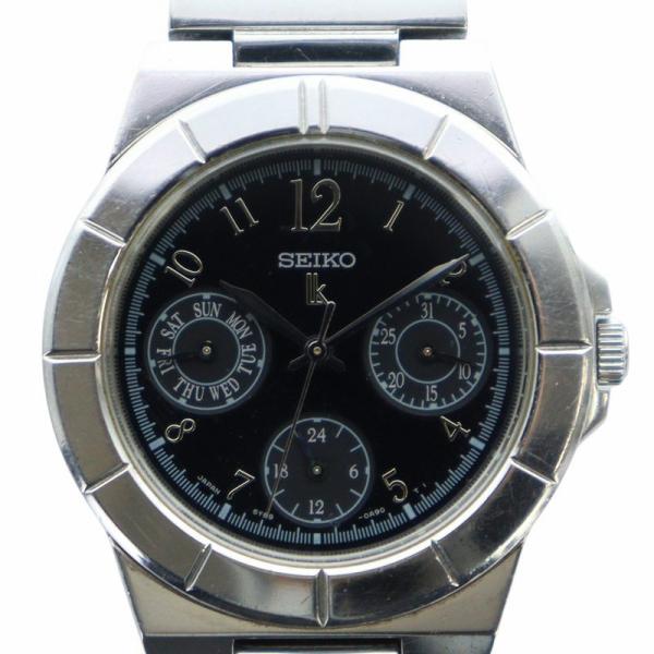 セイコー SEIKO ルキア lk 腕時計 ウォッチ クォーツ 黒文字盤 クロノグラフ シルバー色 ...
