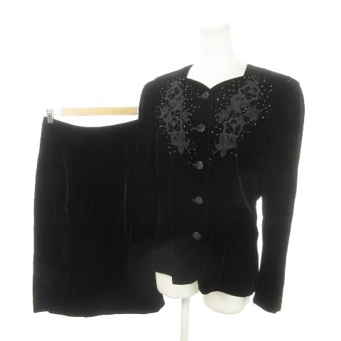 リファンネ RIFANNE 東京ソワール フォーマル セットアップ ベロア ノーカラー ジャケット ...