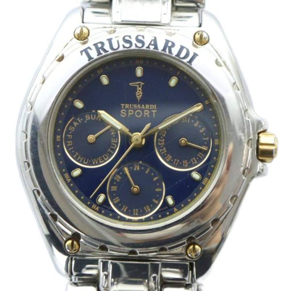 トラサルディ TRUSSARDI スポーツ SPORT 腕時計 ウォッチ クォーツ クロノグラフ 青...