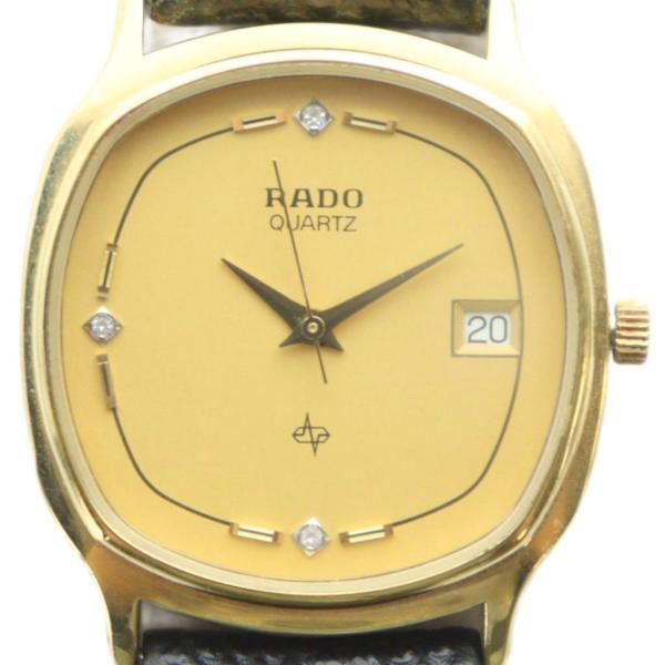 ラドー RADO ジャンク品 腕時計 ウォッチ クォーツ デイト カレンダー付き 石付き ロゴ レザ...