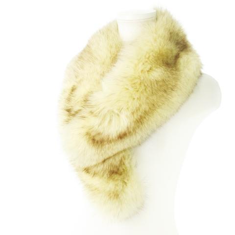 ノーブランド ファーティペット ファーマフラー フォックスファー 毛皮 和装 ミックス ベージュ /...
