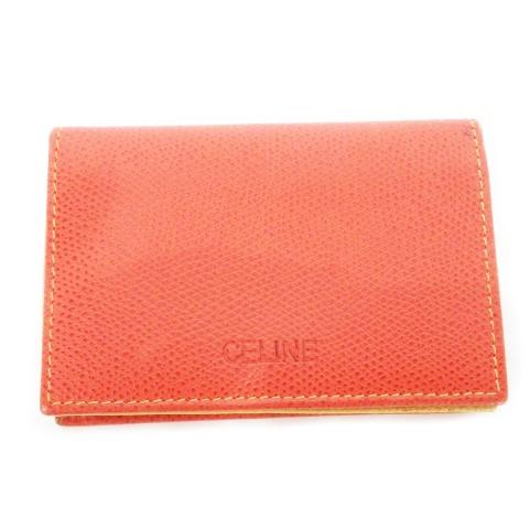 セリーヌ CELINE カードケース 名刺入れ 二つ折り レザー 革 シボ革 ロゴ型押し 配色 バイ...