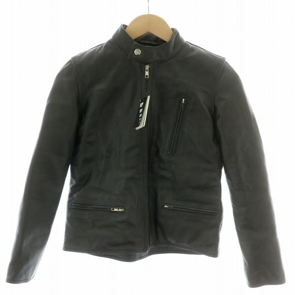 未使用品 ホーンワークス HORN WORKS ライダースジャケット シングル レザー 皮革 スタン...