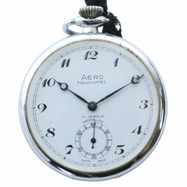 アエロ AERO NEUCHATEL 懐中時計 ウォッチ スモールセコンド 手巻き 白文字盤 17石...
